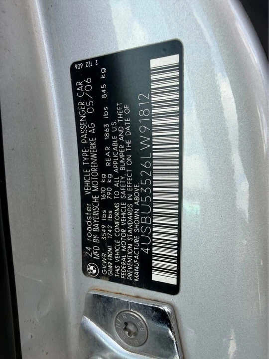 2006 BMW E85 Z4 Roadster - Image 12 of 20