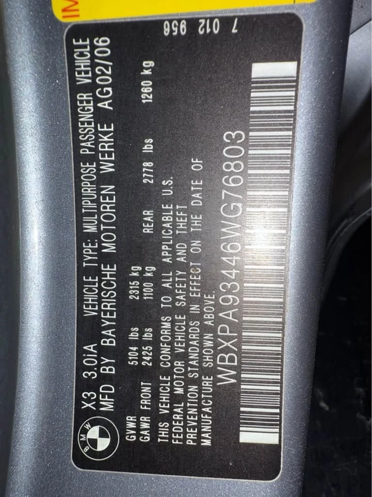 2006 BMW E83 X3 - Image 9 of 10