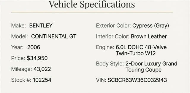 2006 Bentley Continental GT 1st Gen - Image 12 of 27