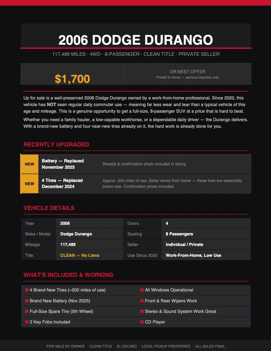 2006 Dodge Durango 2nd Gen - Image 2 of 21