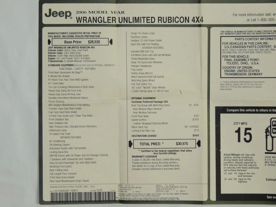 2006 Jeep TJ Wrangler - Image 6 of 6