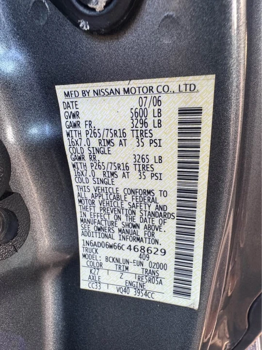 2006 Nissan Frontier 2nd Gen - Image 9 of 19