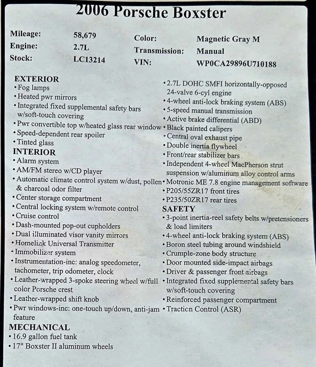 2006 Porsche 987 Boxster - Image 7 of 7