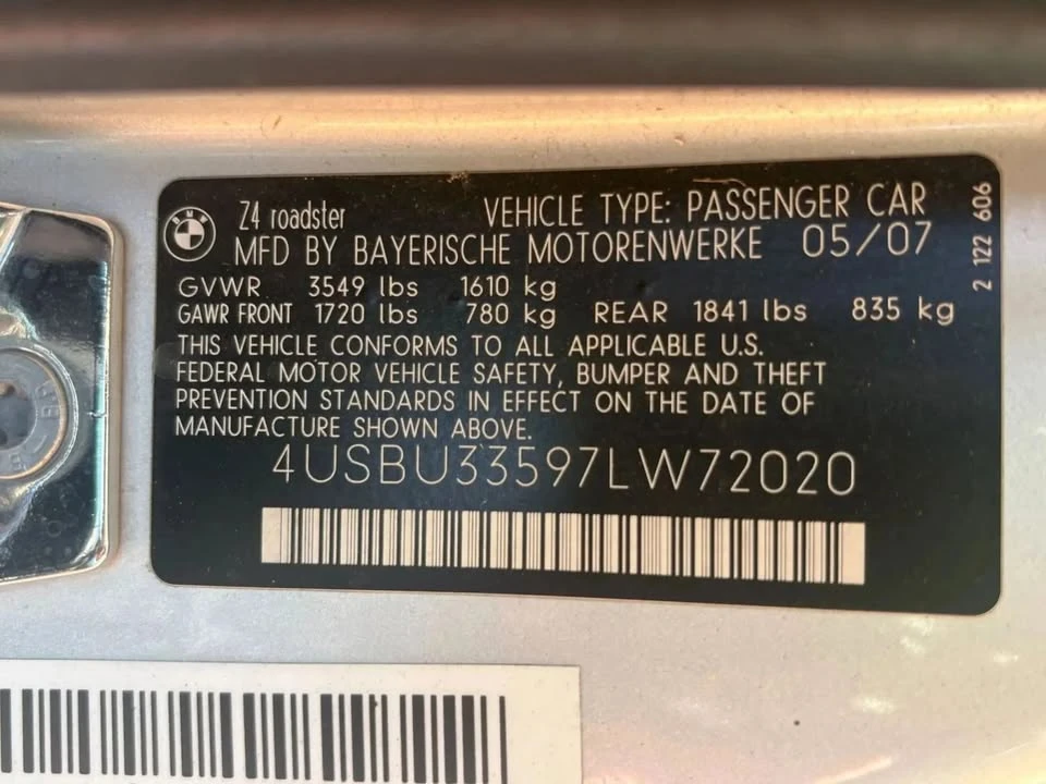 2007 BMW E85 Z4 Roadster - Image 14 of 20
