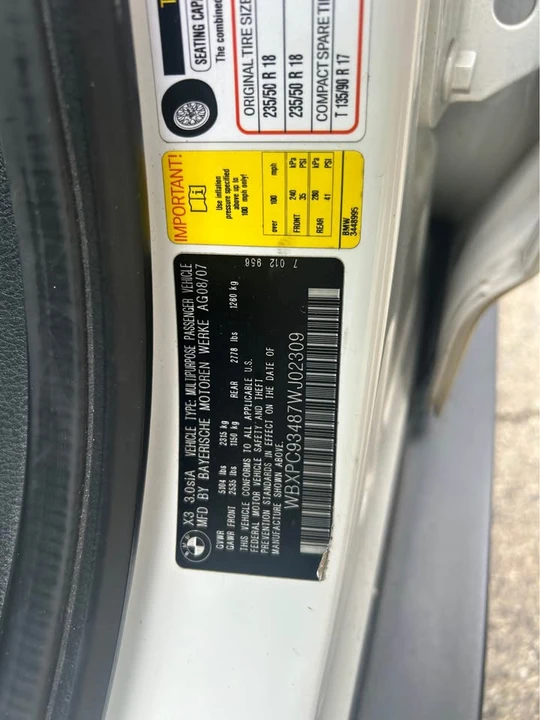 2007 BMW E83 X3 - Image 10 of 11