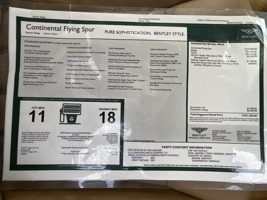 2007 Bentley Continental Flying Spur - Image 16 of 16