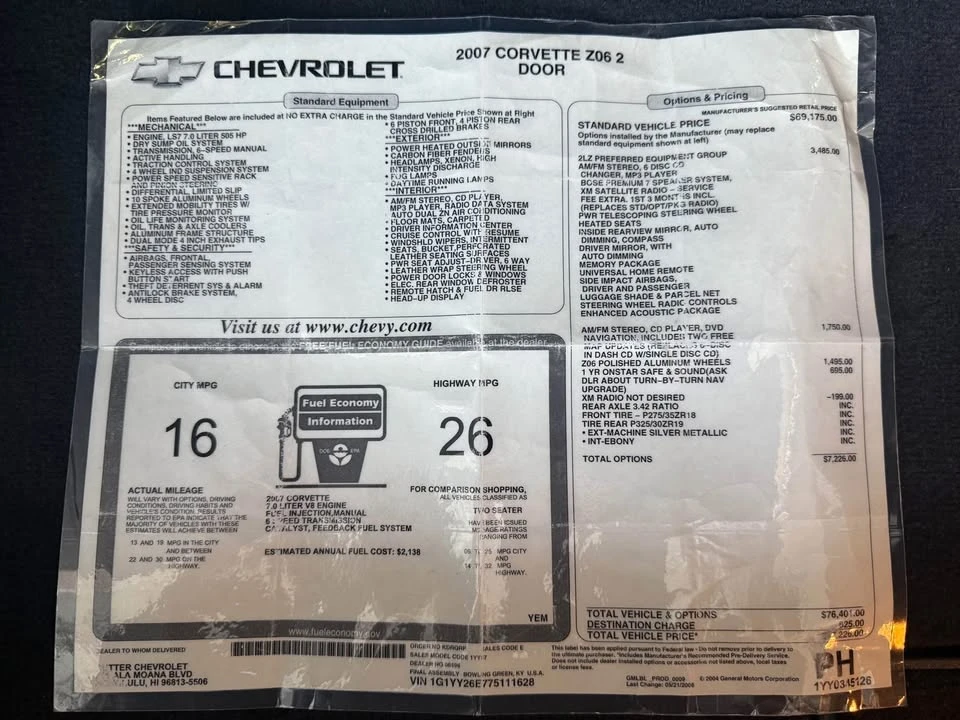 2007 Chevrolet Corvette C6 Z06 - Image 20 of 20