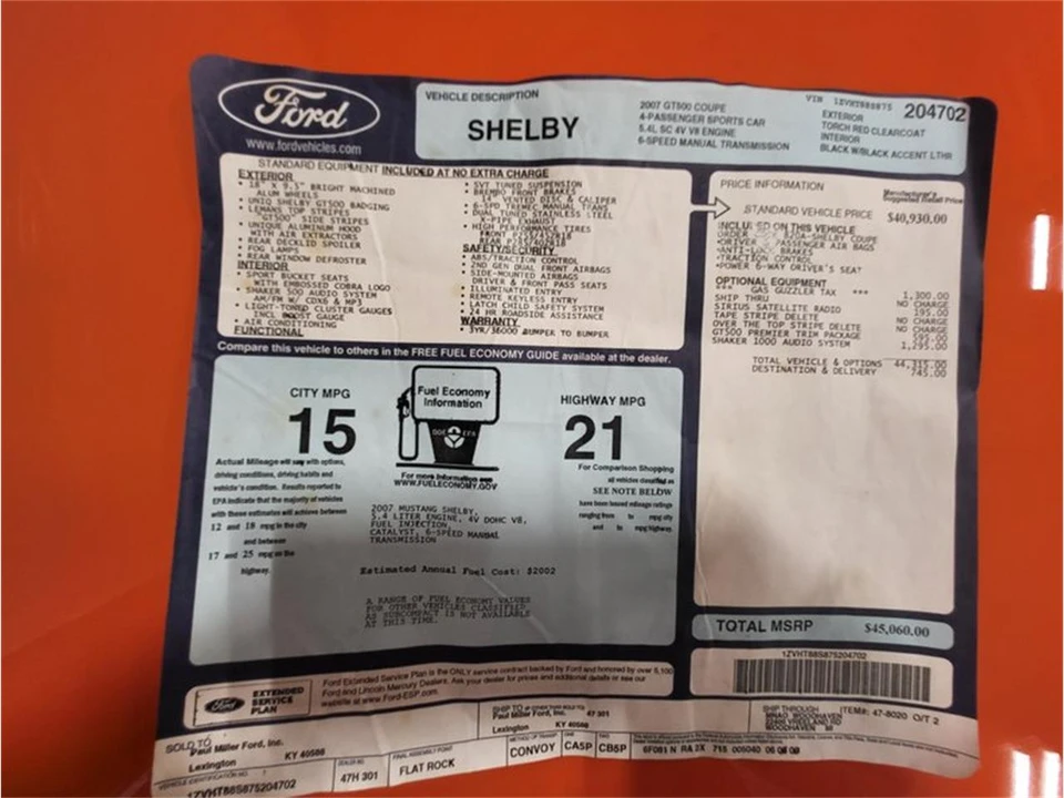 2007 Ford S197 I Shelby Mustang GT500 - Image 18 of 23