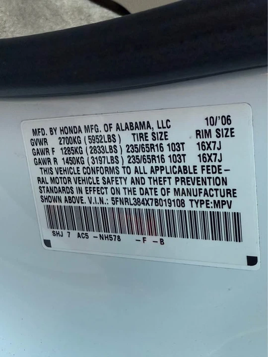 2007 Honda Odyssey - Image 10 of 11