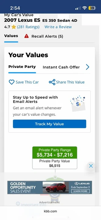 2007 Lexus ES 5th Gen - Image 14 of 15