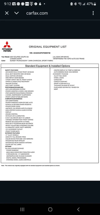2007 Mitsubishi Eclipse 4th Gen - Image 19 of 19