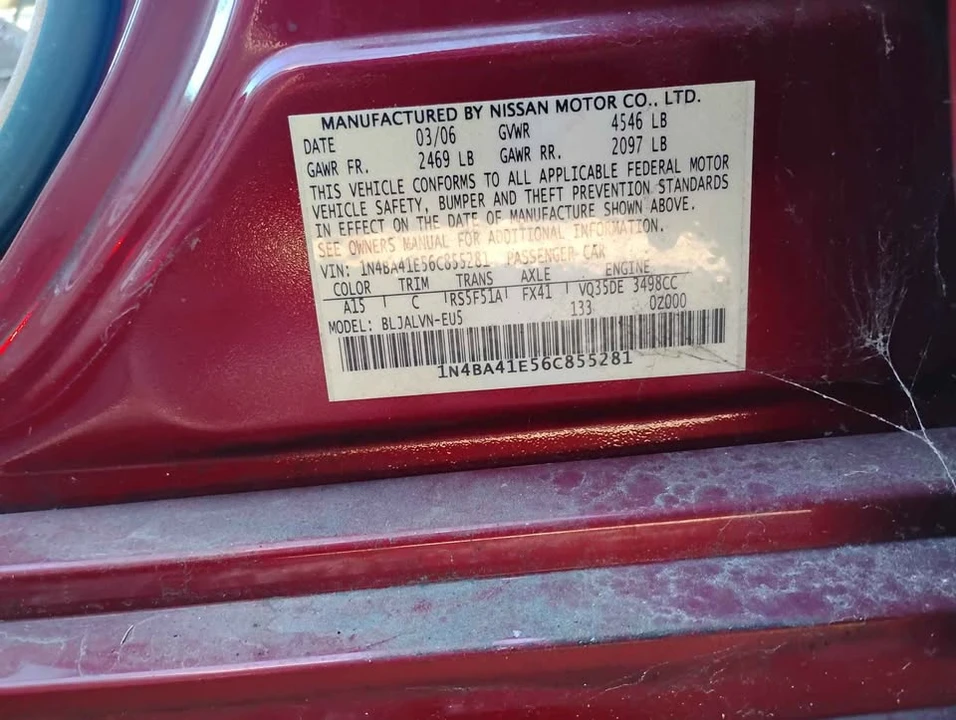 2007 Nissan Maxima 6th Gen - Image 6 of 10