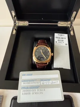 2007 Panerai Radiomir Base 18k Rose Gold Watch Ref. PAM00231 Full Set