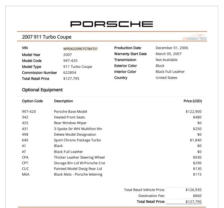 2007 Porsche 997 Turbo - Image 2 of 4