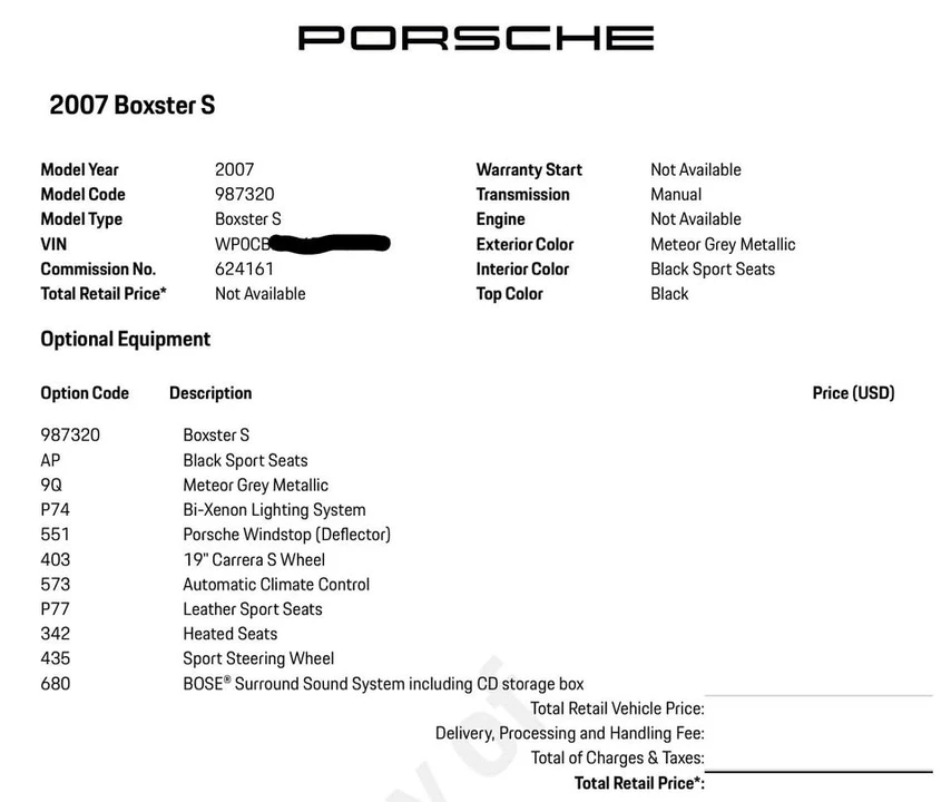 2007 Porsche 987 Boxster S - Image 9 of 10