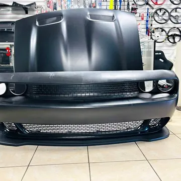 2008-2023 Dodge Challenger  bumper &Hood Hellcat Style Aluminum Black Car Hood