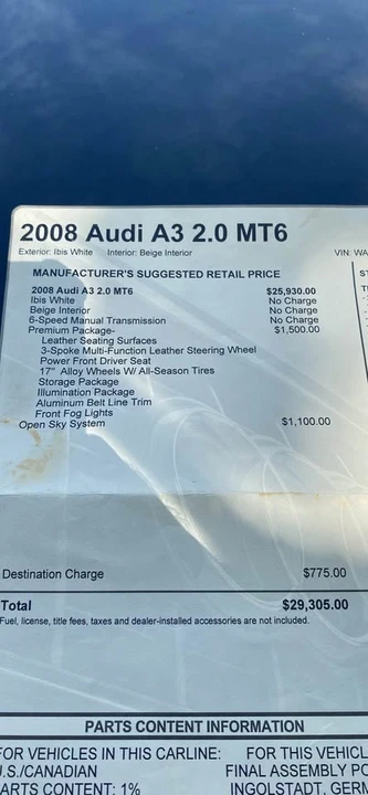 2008 Audi 8P A3 - Image 11 of 12