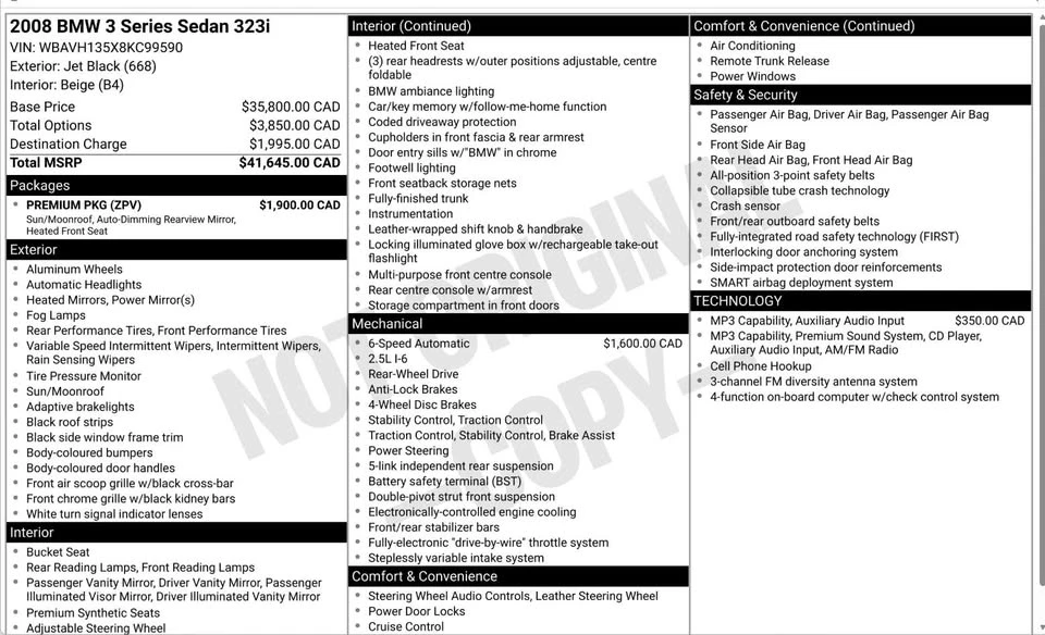 2008 BMW E90 3 Series Sedan - Image 2 of 2