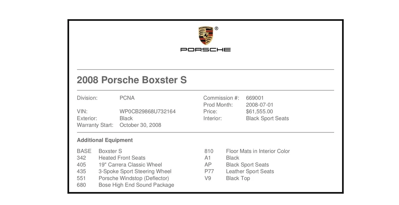 2008 Porsche 987 Boxster S - Image 6 of 11