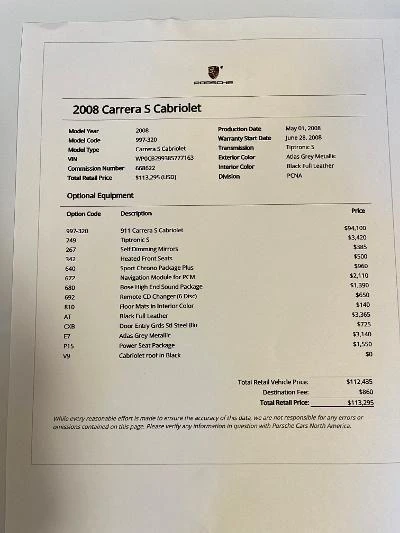 2008 Porsche 997 Carrera S - Image 15 of 17