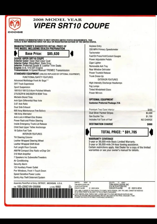2008 Dodge Viper 4th Gen - Image 6 of 18