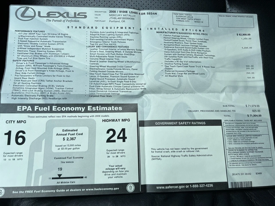 2008 Lexus LS 4th Gen - Image 4 of 24