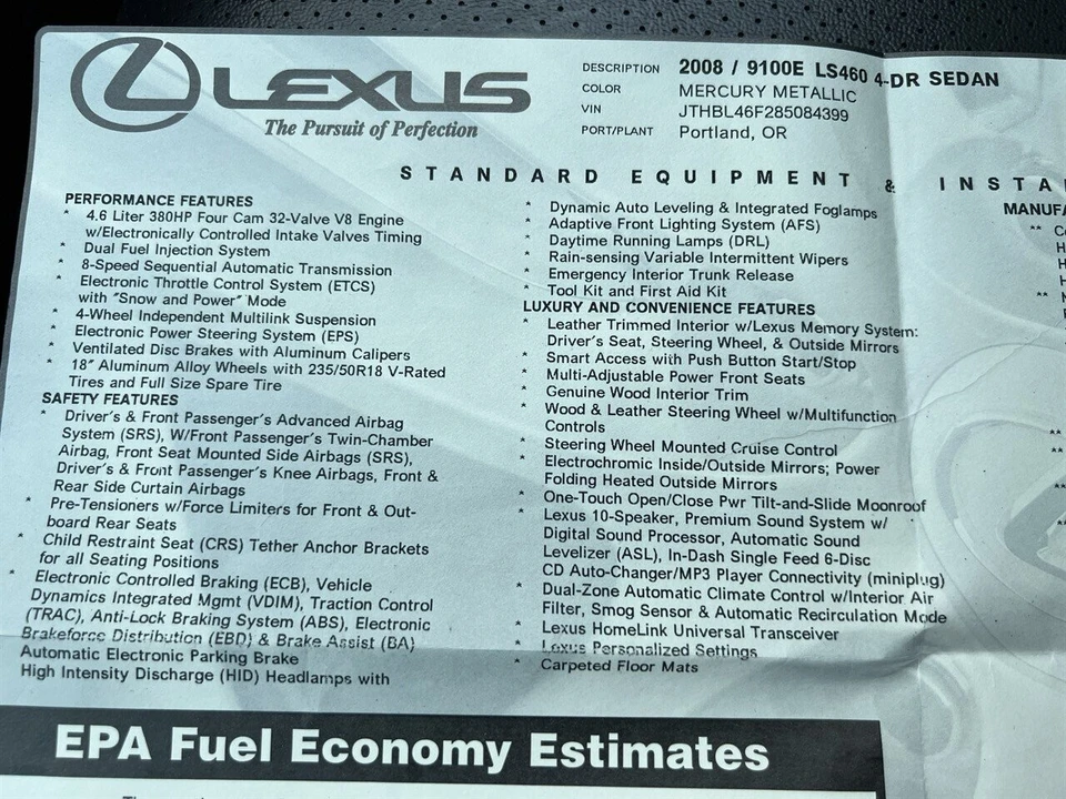 2008 Lexus LS 4th Gen - Image 5 of 24