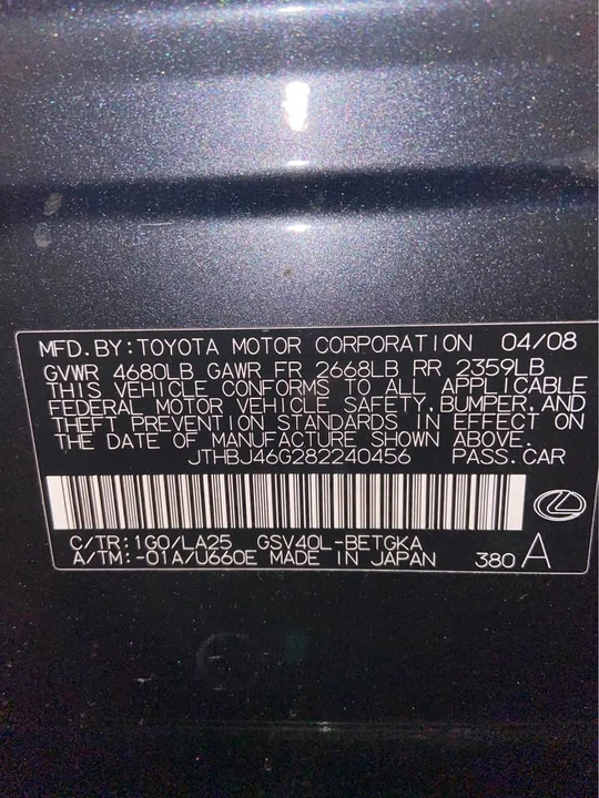 2008 Lexus ES 5th Gen - Image 8 of 8