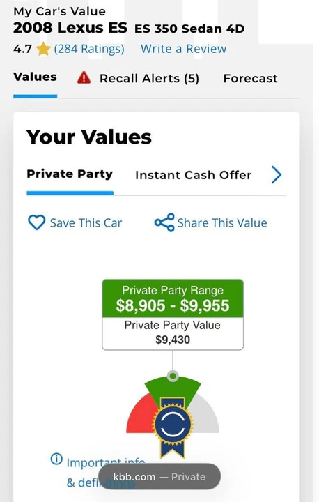 2008 Lexus ES 5th Gen - Image 9 of 10
