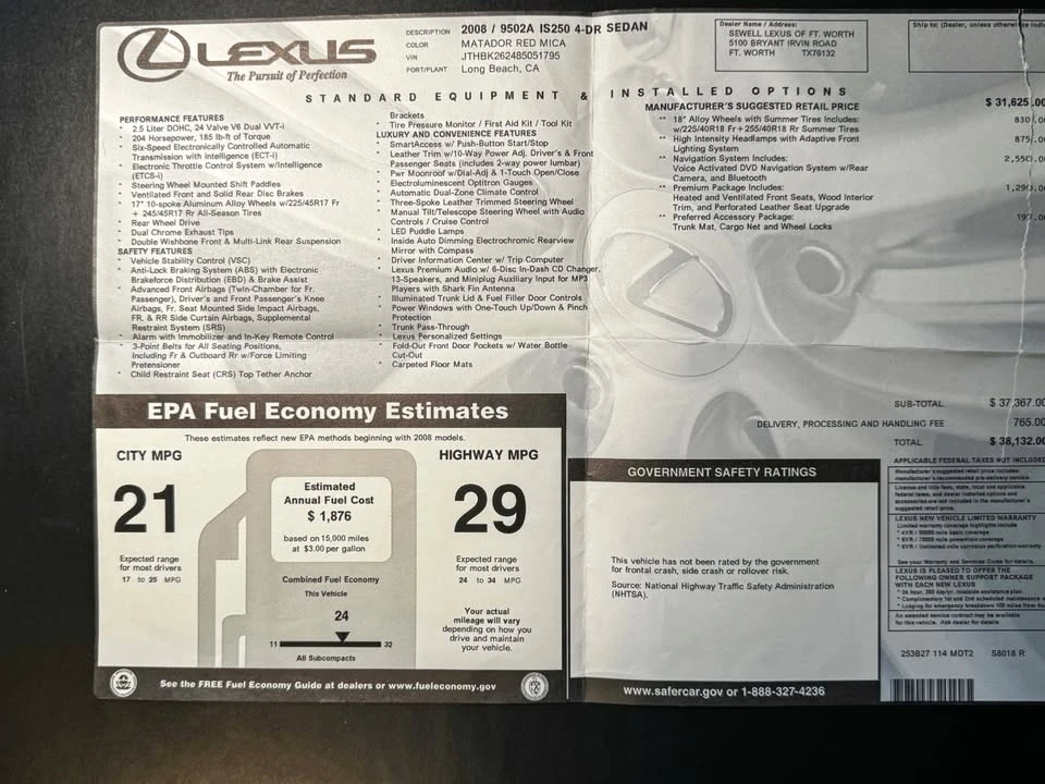 2008 Lexus IS 2nd Gen - Image 17 of 17