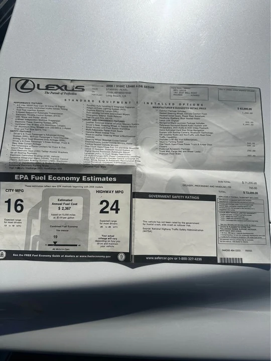 2008 Lexus LS 4th Gen - Image 15 of 15