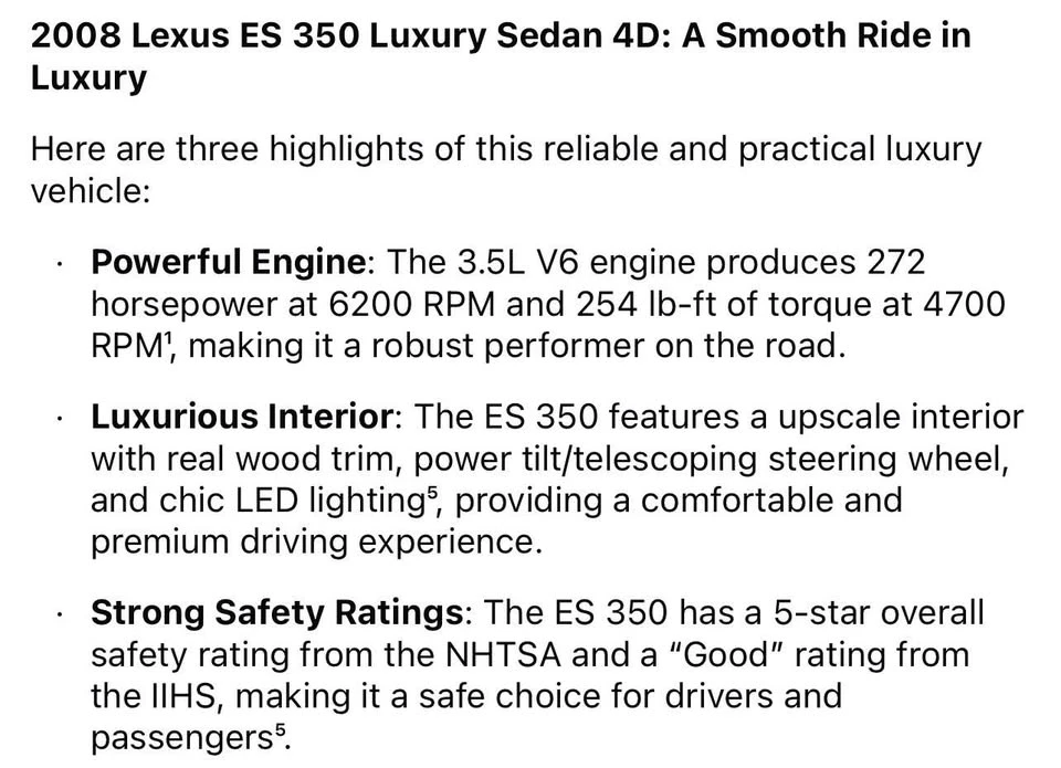 2008 Lexus ES 5th Gen - Image 2 of 2