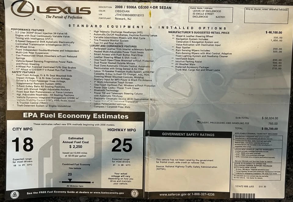 2008 Lexus GS 3rd Gen - Image 12 of 12
