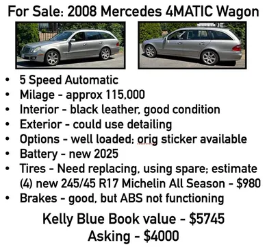 2008 Mercedes-Benz E340 4Matic Wagon