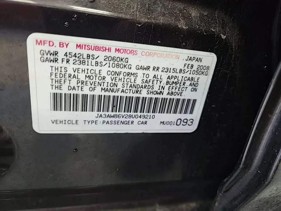 2008 Mitsubishi Lancer Evolution X 9th Gen - Image 8 of 8