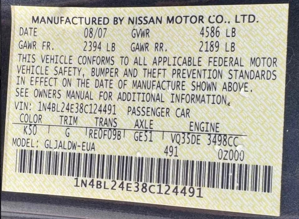 2008 Nissan Altima 4th Gen - Image 13 of 13