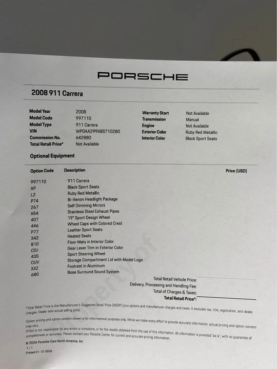 2008 Porsche 997 Carrera - Image 10 of 10