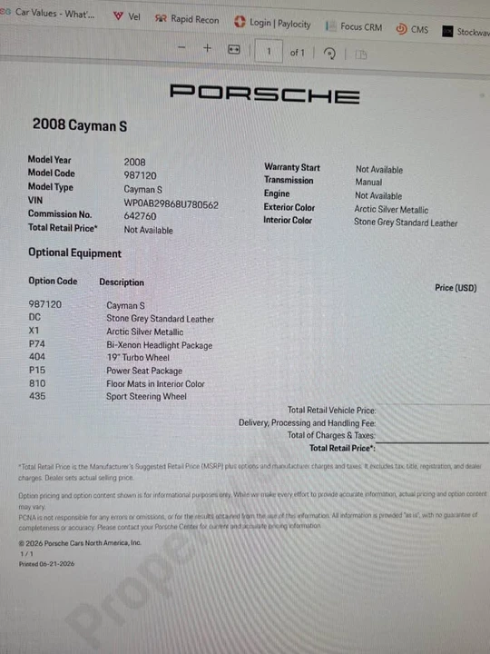 2008 Porsche 987 Cayman S - Image 20 of 20