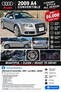 2009 Audi A4 2.0T Quattro Cabriolet 2D
