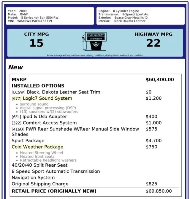 2009 BMW E60 545i & 550i Sedan - Image 4 of 19