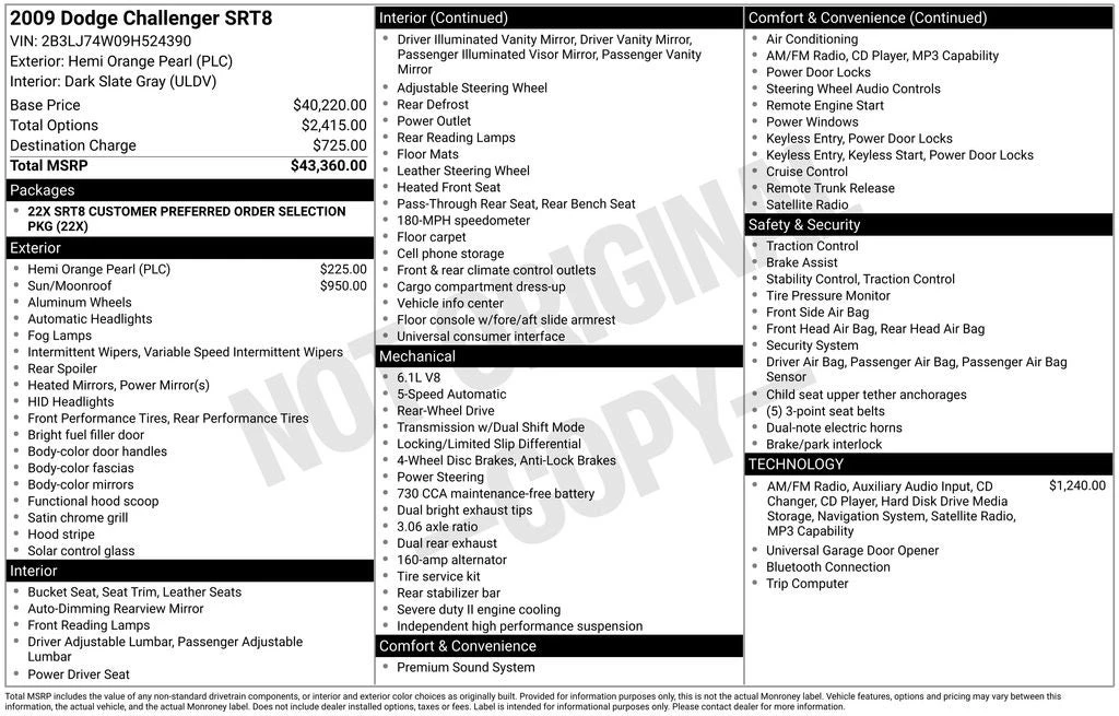 2009 Dodge Challenger SRT8 & 392 3rd Gen - Image 10 of 11