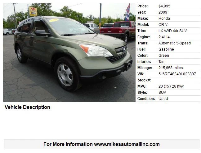 2009 Honda CR-V 3rd Gen - Image 2 of 9