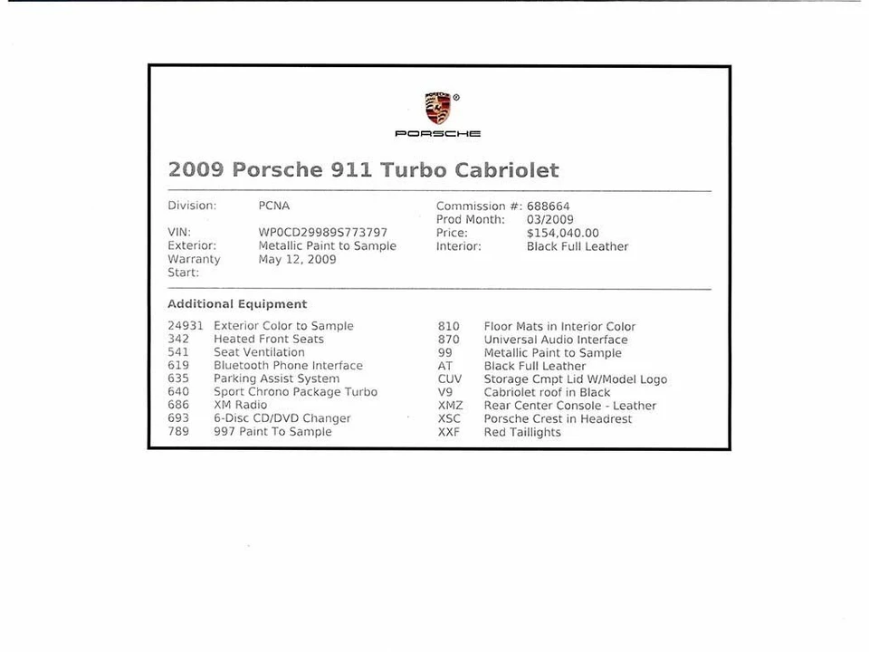 2009 Porsche 997 Turbo - Image 17 of 17