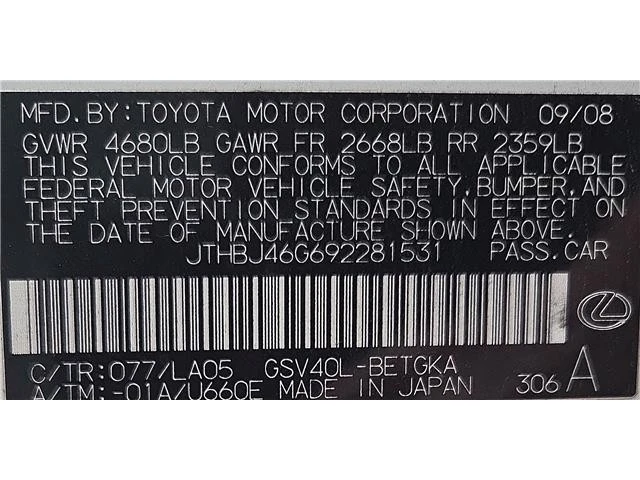 2009 Lexus ES 5th Gen - Image 10 of 11
