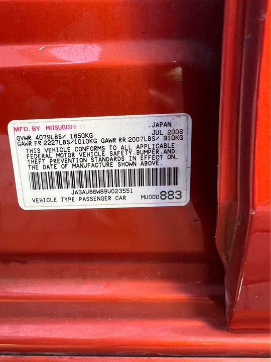 2009 Mitsubishi Lancer 8th Gen - Image 10 of 10