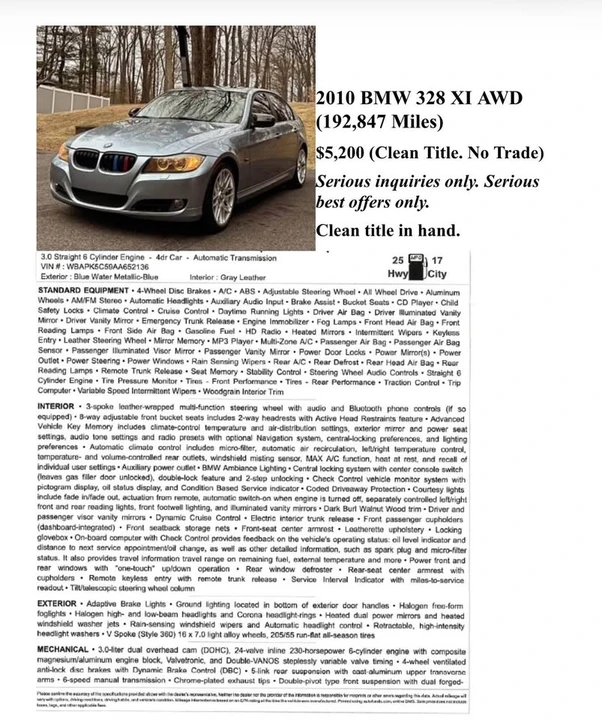 2010 BMW E90 3 Series Sedan - Image 2 of 19