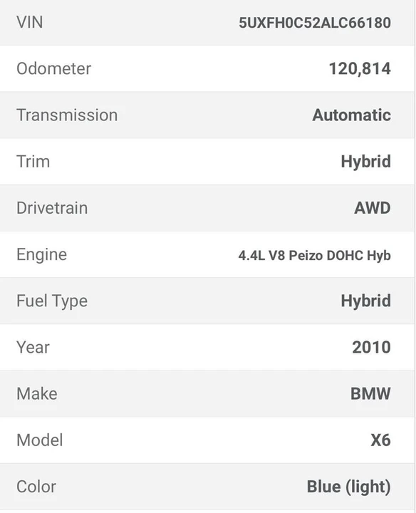 2010 BMW E71 X6 - Image 6 of 6