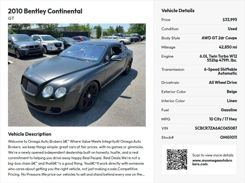 2010 Bentley Continental GT 1st Gen - Image 19 of 19