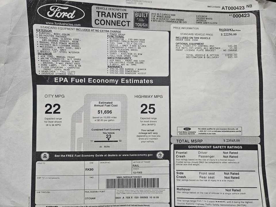 2010 Ford Transit Connect - Image 2 of 11