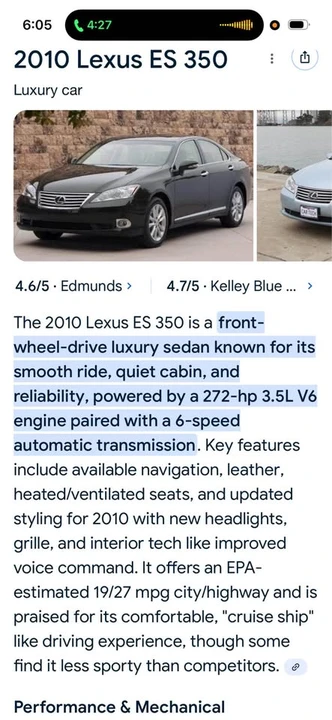 2010 Lexus ES 5th Gen - Image 2 of 2